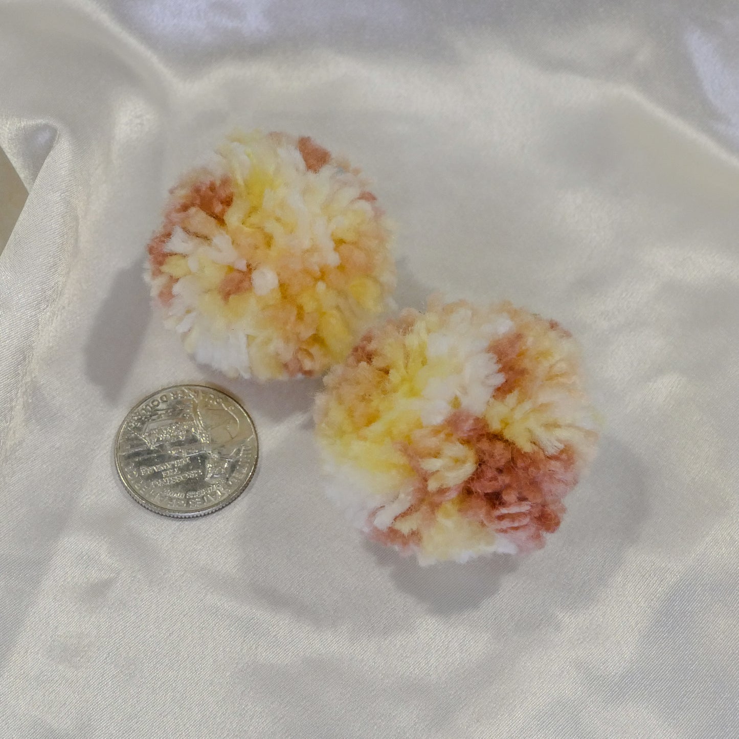 Pretty in Peach Yarn Pompom Earrings