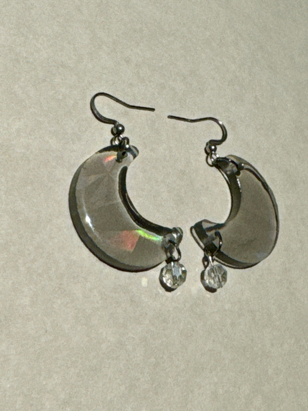 Iridescent Crescent Charm Earrings