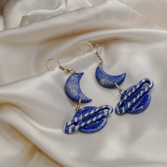 Saturn & Moon Earrings