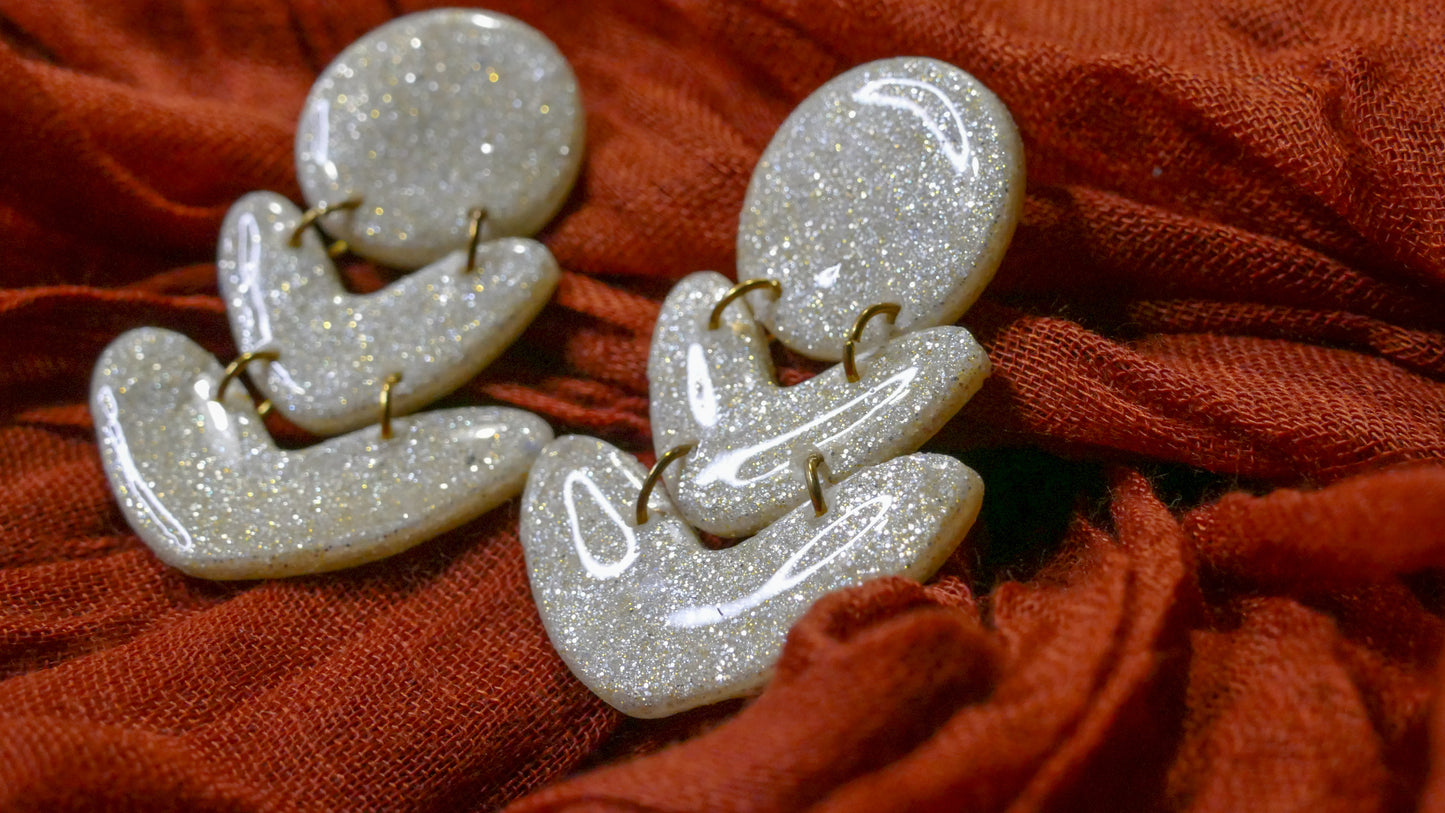 Golden Green Abstract Earrings