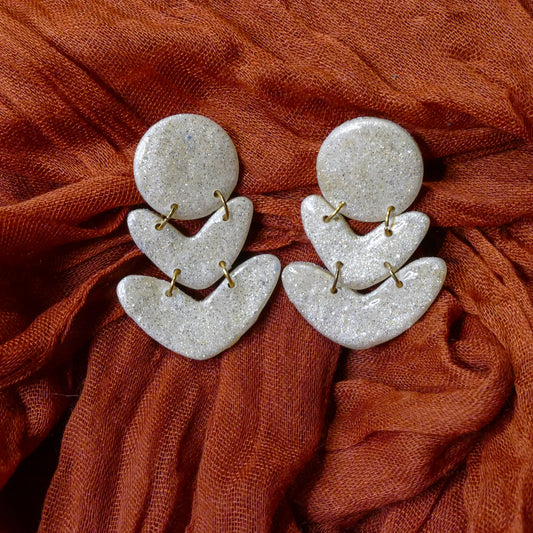 Golden Green Abstract Earrings