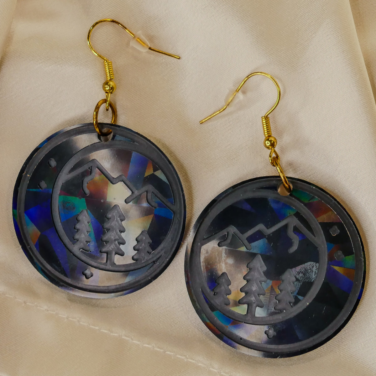 Iridescent Mountain and Forest Earrings