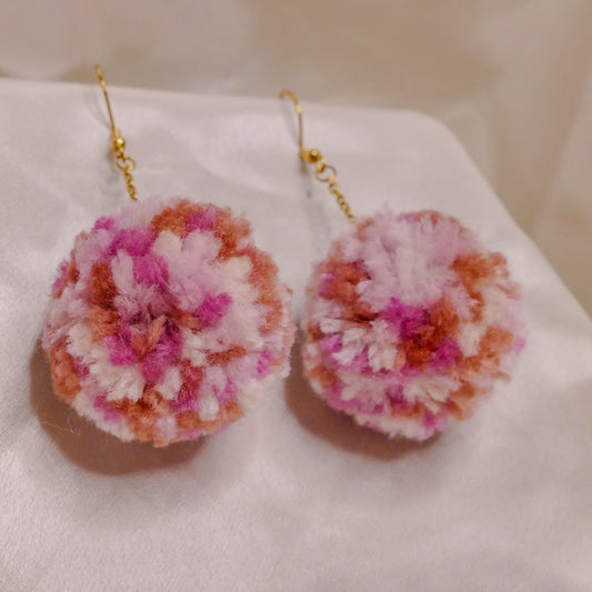 Strawberry Sorbet Pompom Earrings