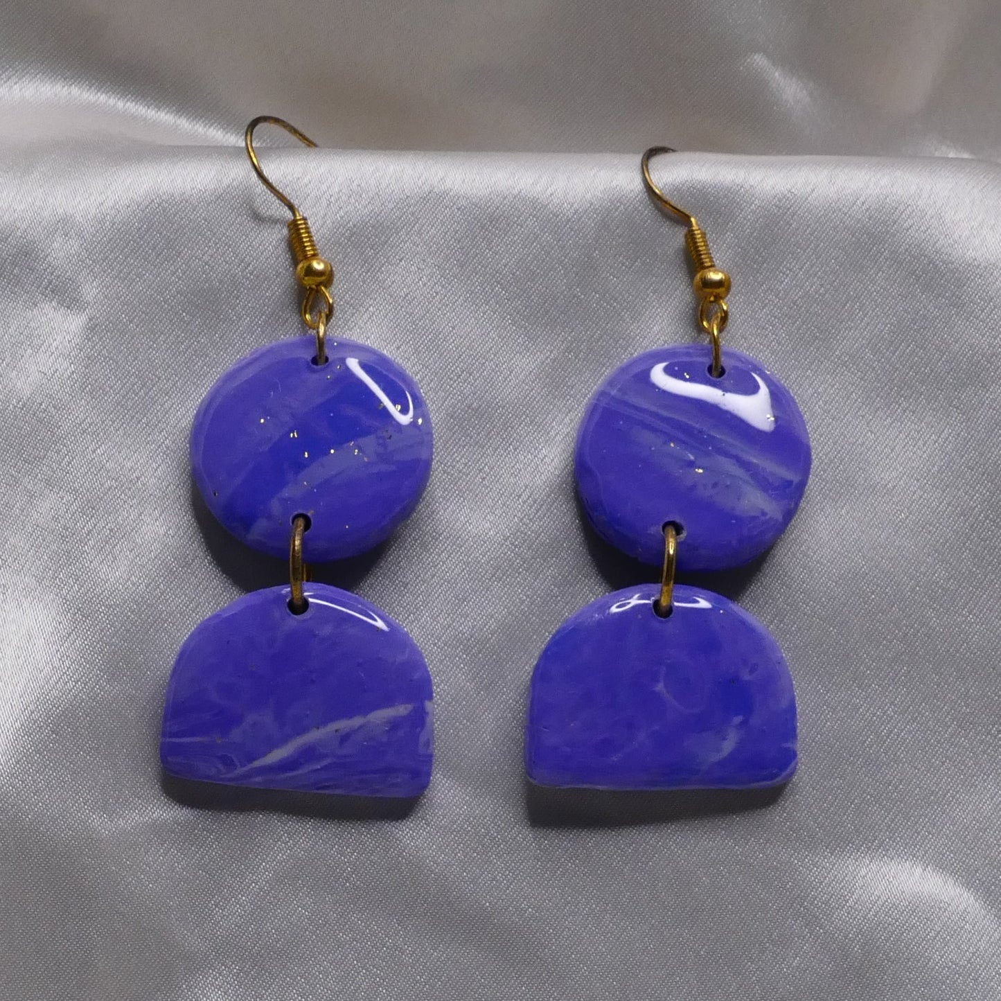 Marbled Periwinkle Circle Earrings