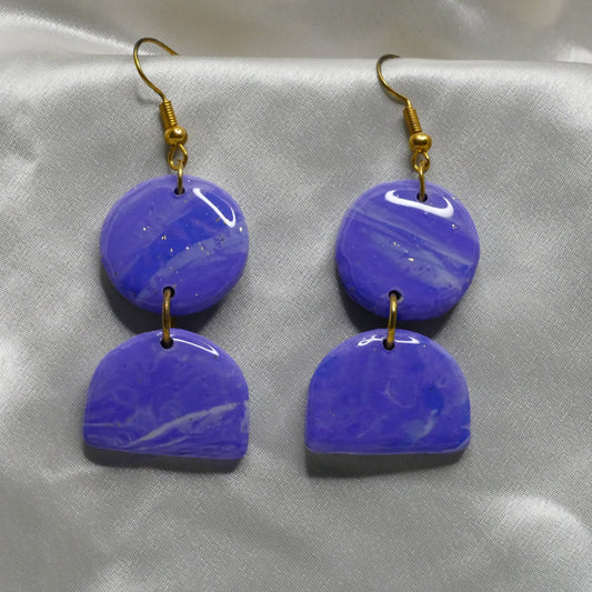 Marbled Periwinkle Circle Earrings