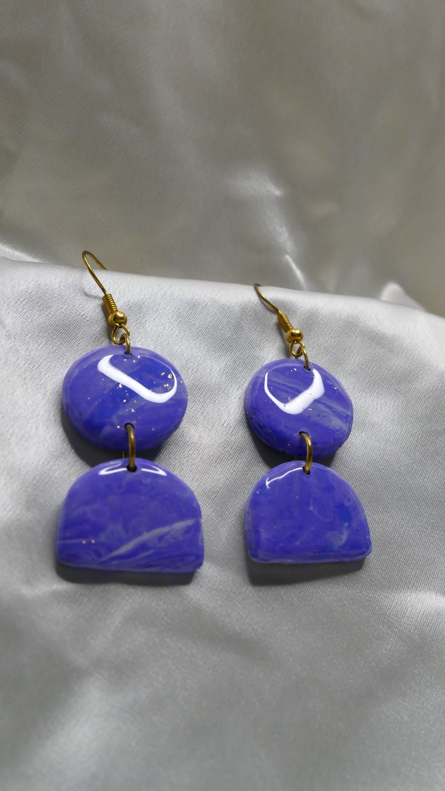 Marbled Periwinkle Circle Earrings