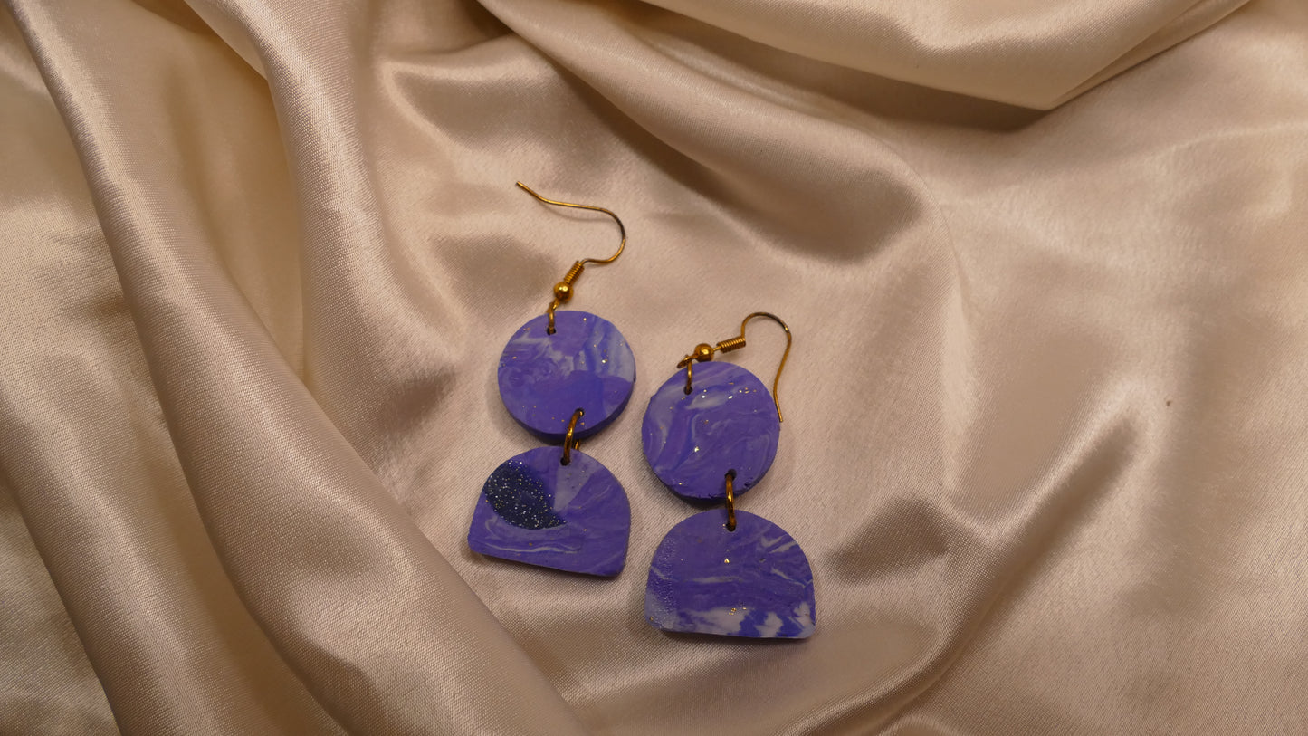 Marbled Periwinkle Circle Earrings
