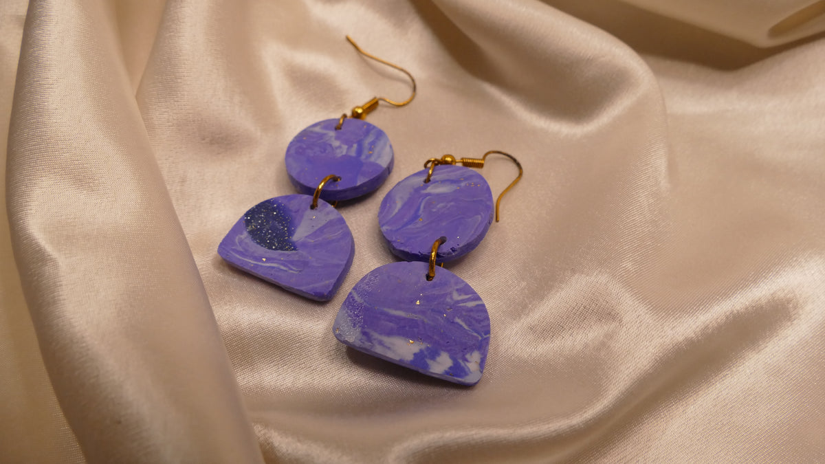 Marbled Periwinkle Circle Earrings