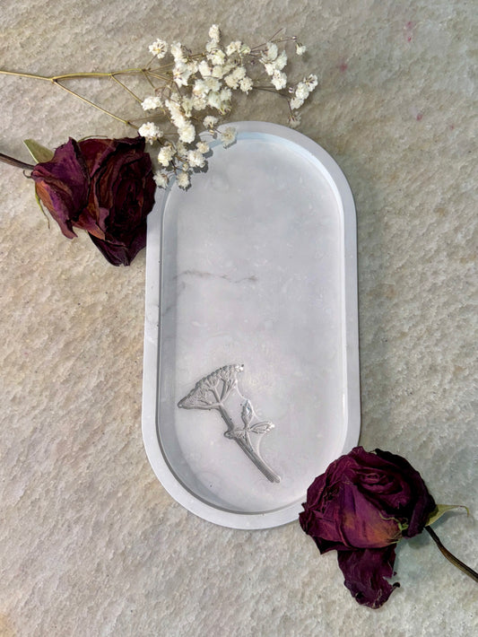 Gray Flower Trinket Tray