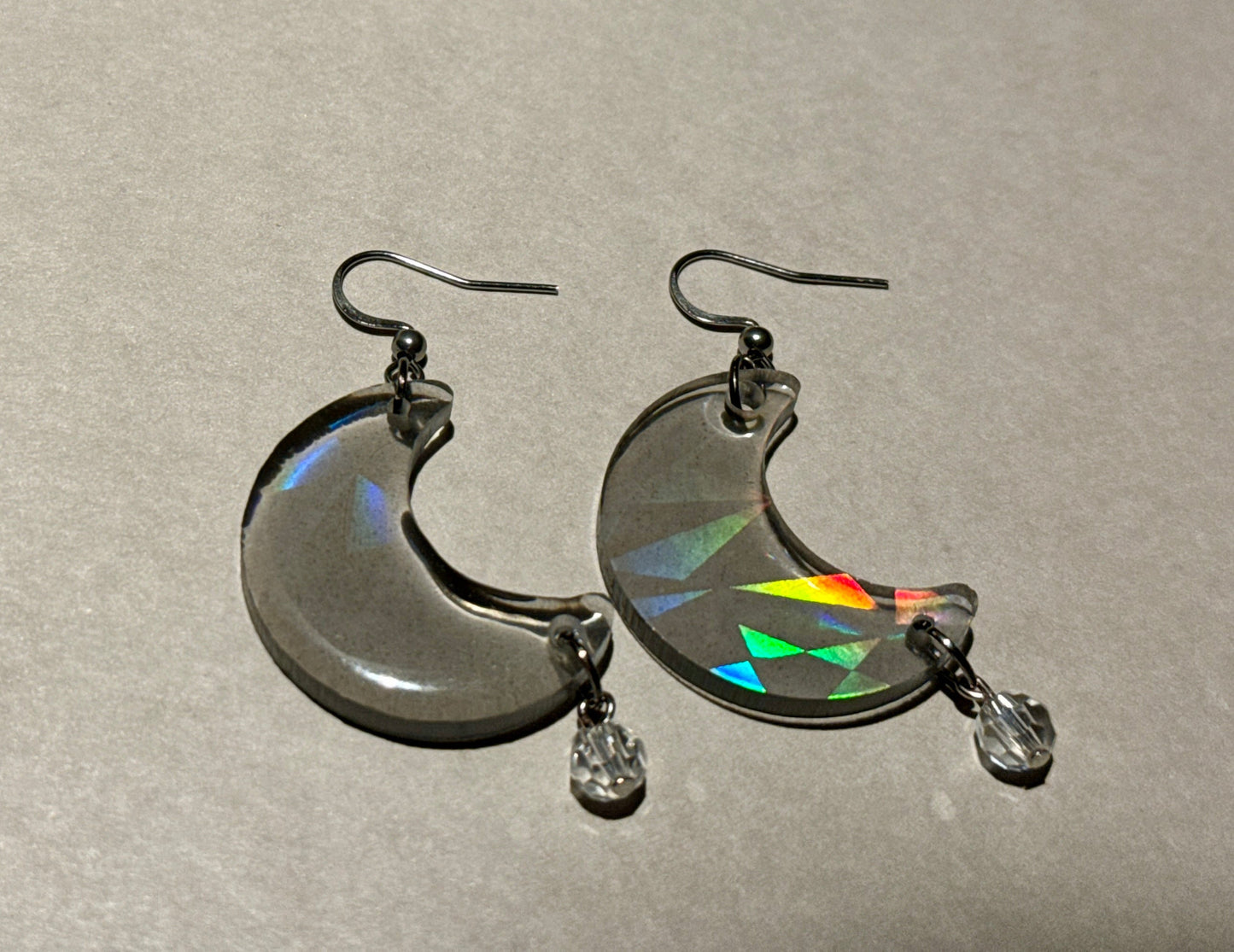 Iridescent Crescent Charm Earrings