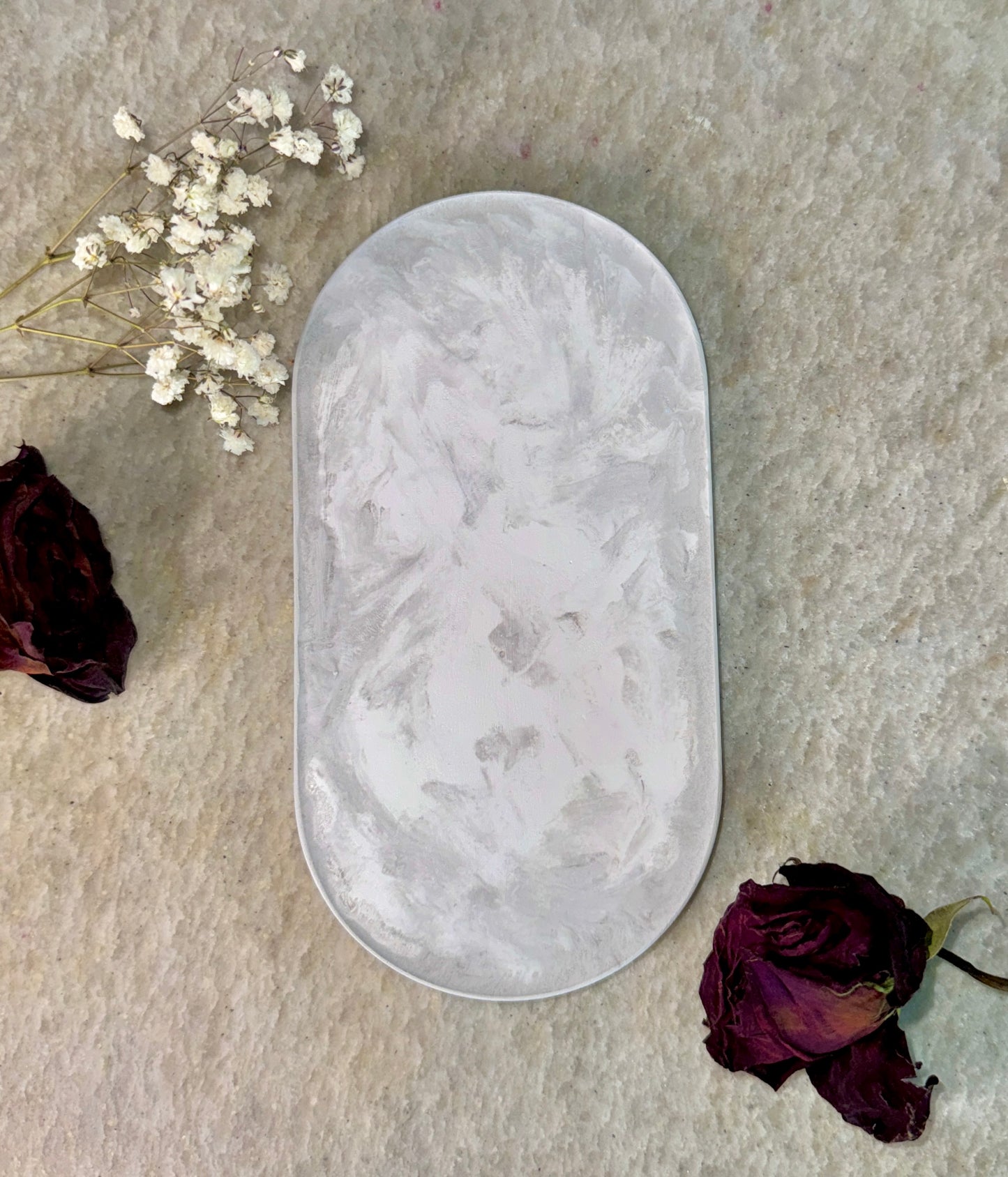 Gray Flower Trinket Tray