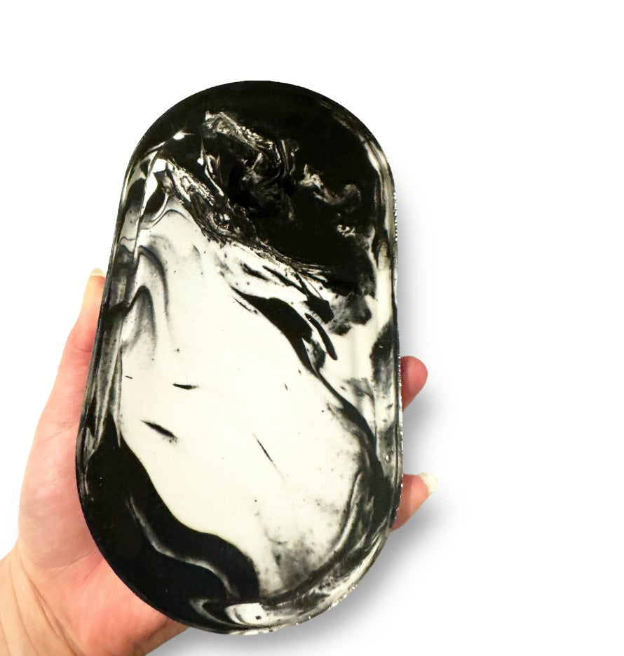 Black & White Marbled Trinket Tray