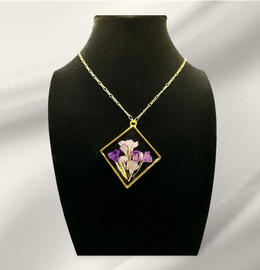 Dried Purple Petals Necklace