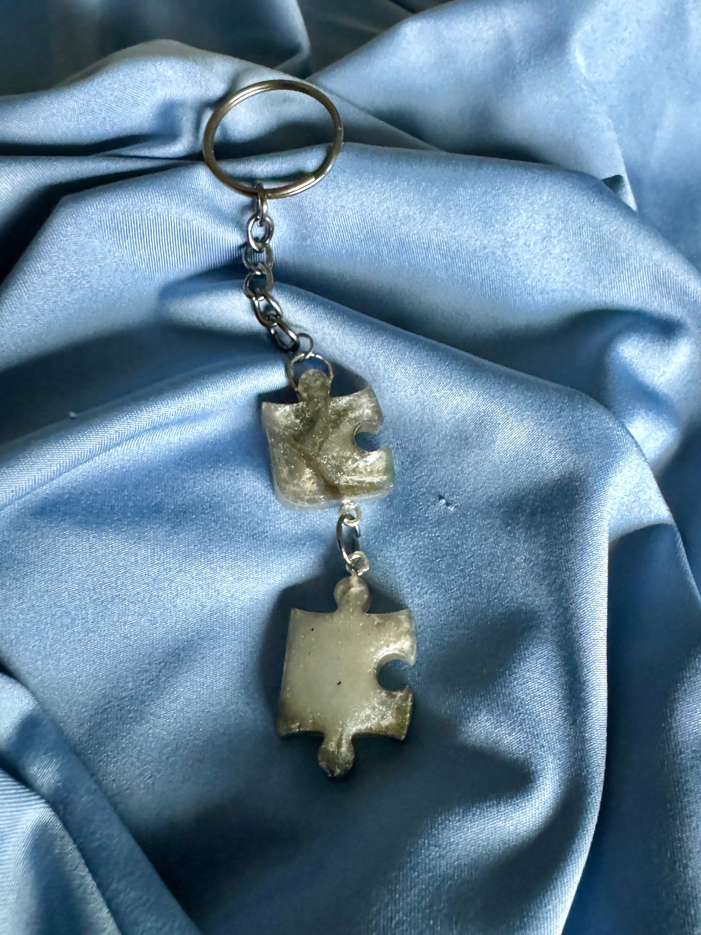 Marbled Gray Puzzle Keychain